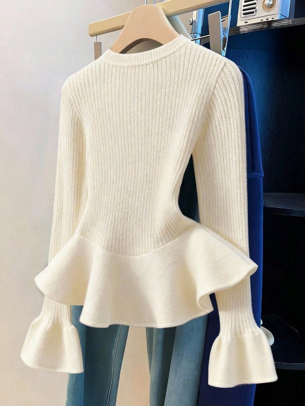 Apricot Casual Women's Ruffle Hem Sweater - Picture 2 of 4